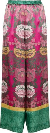 Pierre-Louis Mascia floral-jacquard silk trousers - women - Silk - M - Pink