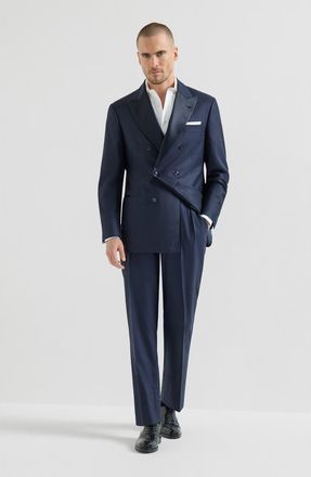 Brunello Cucinelli Tuxedo with one-and-a-half-breasted jacket in Navy Blue at Nordstrom, Size 48 It