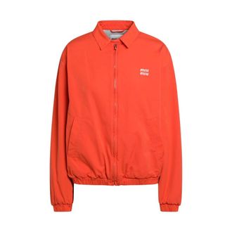Miu Miu Cotton Bomber Jacket - female - Miu Miu - Light Jackets - Orange - S - Jackets