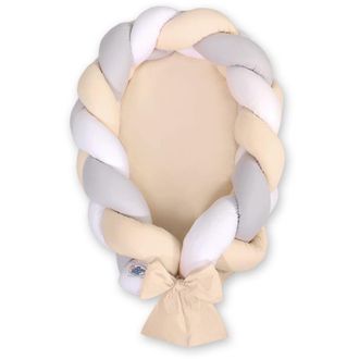 OEM Capullo Trenzado Para Beb&eacute; 2 En 1: Blanco, Gris Y Beige