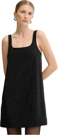 Pinko Rechte Mini Jurk - Dames - Feestkleedjes - Zwart - S - Leer - Kleedjes