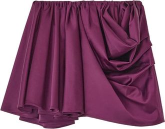 Ganni Draped Satin Mini Skirt - Dames - Korte rokken - Rood - S - Leer - Rokken