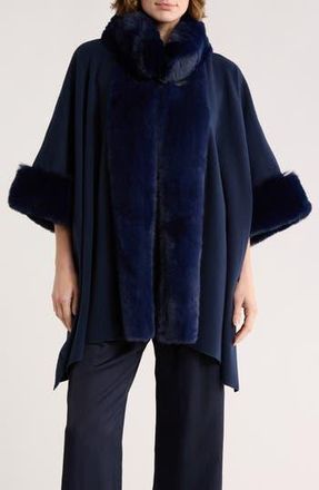 La Fiorentina Faux Fur Ruana in Navy at Nordstrom Rack