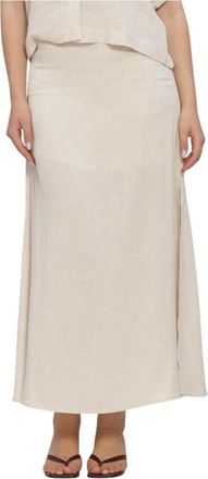 Selected Dames, Rokken, Beige, Maat: M Linnen