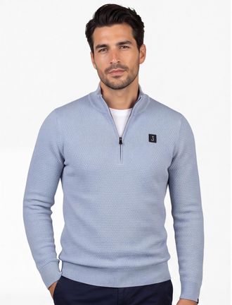 Butcher of Blue Butcher of blue half zip trui effen blauw normale fit