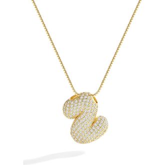Mint & Lily Pave Bubble Initial Necklace in 18K Gold /Letter Z at Nordstrom