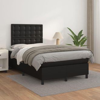 vidaXL Cama Box Spring Con Colch&oacute;n Cuero Sint&eacute;tico Negro 120x200 Cm Vidaxl