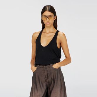 Diesel Ribbed tank top with Oval D - T-Shirts - Woman - Black