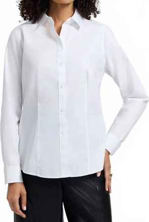 Foxcroft Dianna No Iron Long Sleeve Top In White