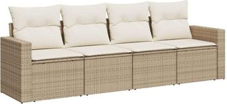 vidaXL Juego De Sof&aacute;s Jard&iacute;n Con Cojines 4 Pzas Rat&aacute;n Sint&eacute;tico Beige Vidaxl