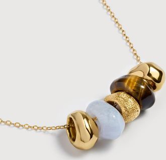 Monica Vinader Gold Antica Multi Gemstone Chain Necklace Mix
