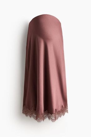 H&M Mama Lace-trimmed Slip Skirt in Dark Dusty Pink at Nordstrom, Size Xx-Large