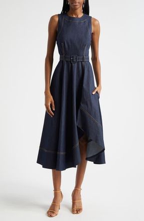 Cinq à Sept Zelda High-Low Sleeveless Denim Dress in Indigo at Nordstrom, Size 2