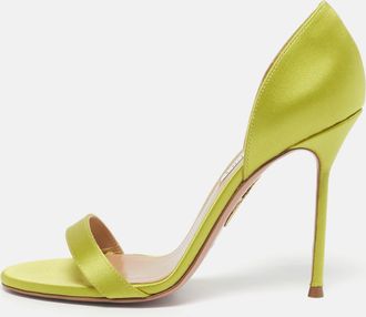 Aquazzura Green Satin Uptown Dorsay Sandals