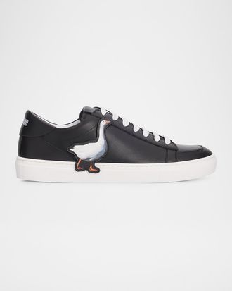 Moschino Men & apos;s Goose Leather Low-Top Sneakers