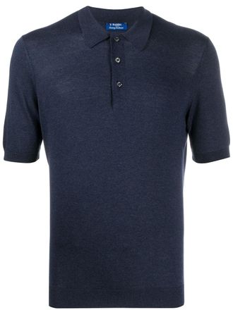 Barba Gebreid poloshirt - Blauw