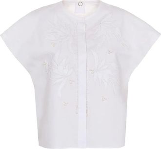 Mantù Top con ricamo a fiori - Bianco