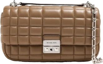 Michael Kors Leren Schoudertas - Dames - Schoudertassen - Beige - ONE Size - Leer - Tassen