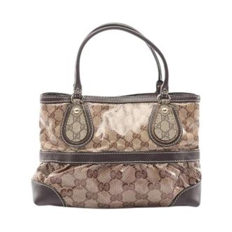 Gucci Pre-owned GG Crystal Coated Canvas Tote Bag - Dames - Vintage Handtas - Beige - ONE Size - Leer - Vintage
