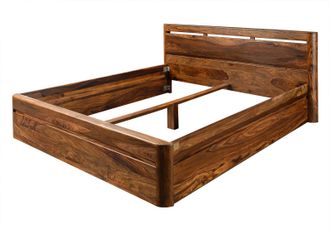 Massivmoebel24 Toronto 260 Letto Matrimoniale In Legno Di Sheesham - Cerato / Noce 160x200