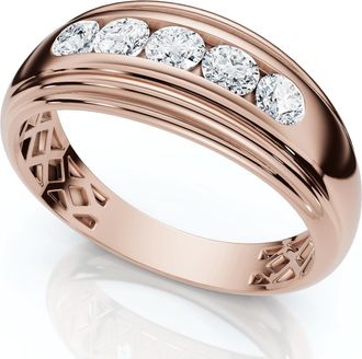 Pompeii3 Mens 1/2ct 5-Stone Diamond Wedding Ring Gold Lab Grown