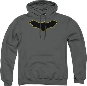 Gildan Batman Logo Yellow Outline Adult Pull Over Hoodie / Hooded Sweatshirt