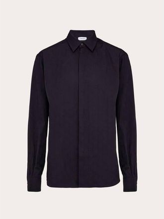 Ferragamo Black Cotton Dress Shirt, Size XL