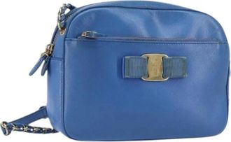 Ferragamo Pre-owned Cross Body Bags, female, Blue, Size: ONE SIZE Pre-owned Leather Shoulder Bag