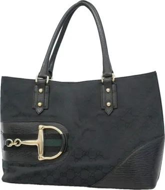 Gucci Black Canvas Tote Bag (Pre-Owned)