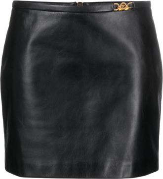 Versace Black Leather Mini Skirt