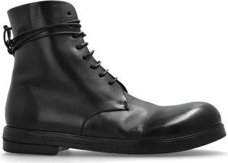 Mars&egrave;ll Leren Enkellaarsjes - Heren - Veterlaarzen - Zwart - 41 EU - Leer - Schoenen