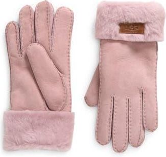 UGG Genuine Shearling Turn Cuff Gloves in Ashen Rose at Nordstrom Rack, Size Medium