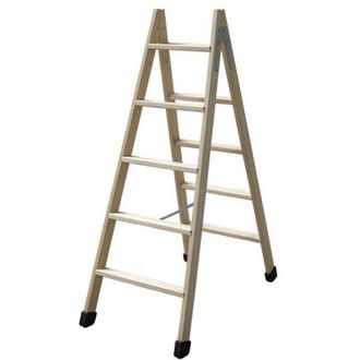 cofan Escalera Madera Doble 5 Pelda&ntilde;os 1,25 M, Escaleras Dobles De Madera Con Una Estructura Robusta, Disponibles En Diferentes Tama&ntilde;os (3+3, 4+4, 5+5, 6+6,