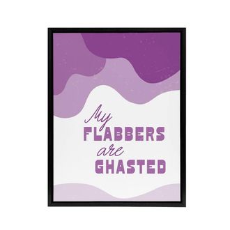 Artery8 My Flabbers Are Ghasted Purple Word Play Funny Framed Canvas Art Print | Size: W24 x H32