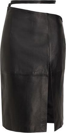 8 by YOOX LEATHER HIGH-WAIST CUT-OUT MIDI SKIRT