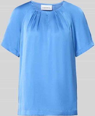 Comma Blusenshirt aus Satin mit Rundhalsausschnitt in Royal, Gr&ouml;&szlig;e 34