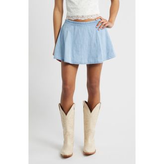 Free People Paradise Found Denim Skort in Capri Blue at Nordstrom, Size X-Large