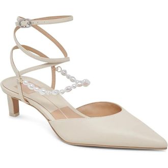 Dolce Vita Loklyn Pump Women Vanilla Leather Pointed Toe Kitten Heel HTAT1089