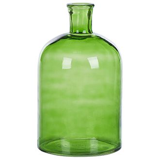 Beliani Jarr&oacute;n De Vidrio Verde 31 Cm Hecho A Mano Accesorio Decorativo Mesa Moderno Interior Pulao