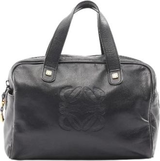 Loewe Pre-owned Anagram Leren Tote Bag - Dames - Vintage Handtas - Zwart - ONE Size - Leer - Vintage