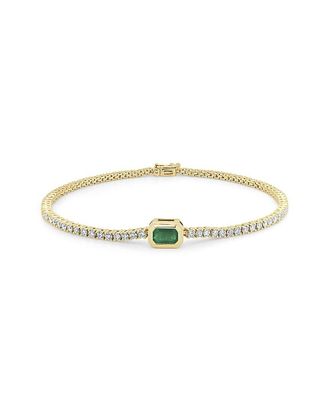 Sabrina Designs 14K 2.30 Ct. Tw. Diamond & Emerald Tennis Bracelet