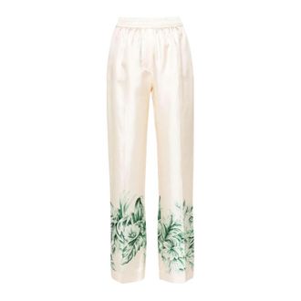 F.R.S. For Restless Sleepers Zijden Blend Broek met Bloemendruk - Dames - Wijde Broeken - Veelkleurig - L - Broeken