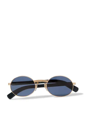 Cartier Première Round-Frame Gold-Tone and Wood Sunglasses