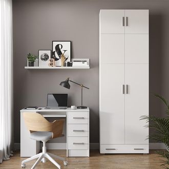 Vicco Estanter&iacute;a Para Carpetas Frank, Blanco, 80 X 182.4 Cm Con Extensi&oacute;n De Armario Y Caj&oacute;n