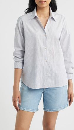 Mavi Stripe Button-Up Shirt in Blue Striped at Nordstrom, Size X-Small