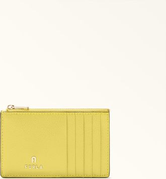 Furla Camelia Porta Carte Di Credito M Mudec Yellow Giallo Pelle Stampata Donna