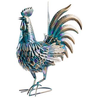 Beliani Escultura De P&aacute;jaro De Metal Hierro Hecha A Mano Animal De Pie Adorno Multicolor Sibulan