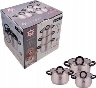 Ambition Juego De Ollas Negras Mg Home (6 Piezas) 1 Unidad