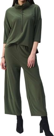 Joseph Ribkoff Cropped Knit Jumpsuit In Iguana