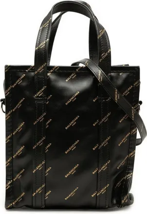 Balenciaga Black Leather Shoulder Bag Tote Bag (Pre-Owned)